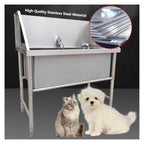 Stainless Steel Dog Grooming Bath Tub - 31.5" Wide, 15.7" Deep, Ideal for Easy Pet Washing & Grooming at Home, Durable, Easy to Clean, Perfect for Large Dogs