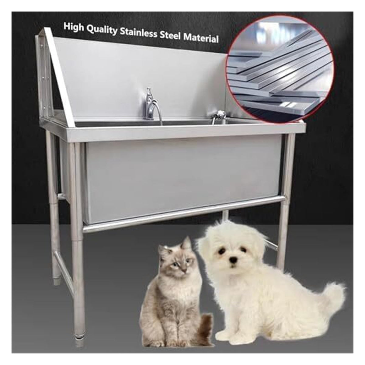 Stainless Steel Dog Grooming Bath Tub - 31.5" Wide, 15.7" Deep, Ideal for Easy Pet Washing & Grooming at Home, Durable, Easy to Clean, Perfect for Large Dogs