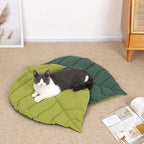 Cat Bed Mat Leaf Shape Soft Dog Bed Crate Pad Machine Washable Mattress Medium Small