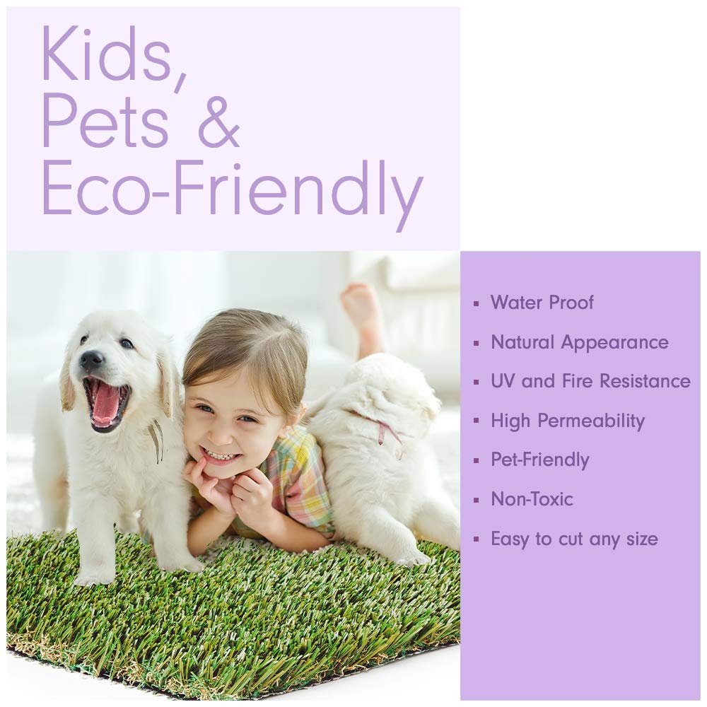15 x 55 Feet Artificial Grass Mat for Dogs [Deluxe Realistic Synthetic Pet Turf Rug, Fake Grass Carpet for Puppy Potty Training Patch, Indoor or Outdoor Pee Pads]