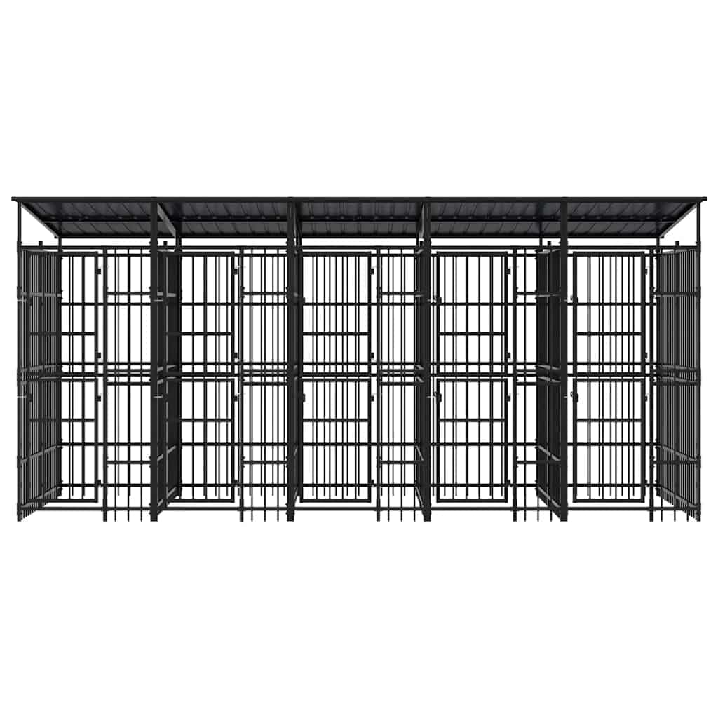 Outdoor Dog Kennel with Roof Steel 99.2 ft²