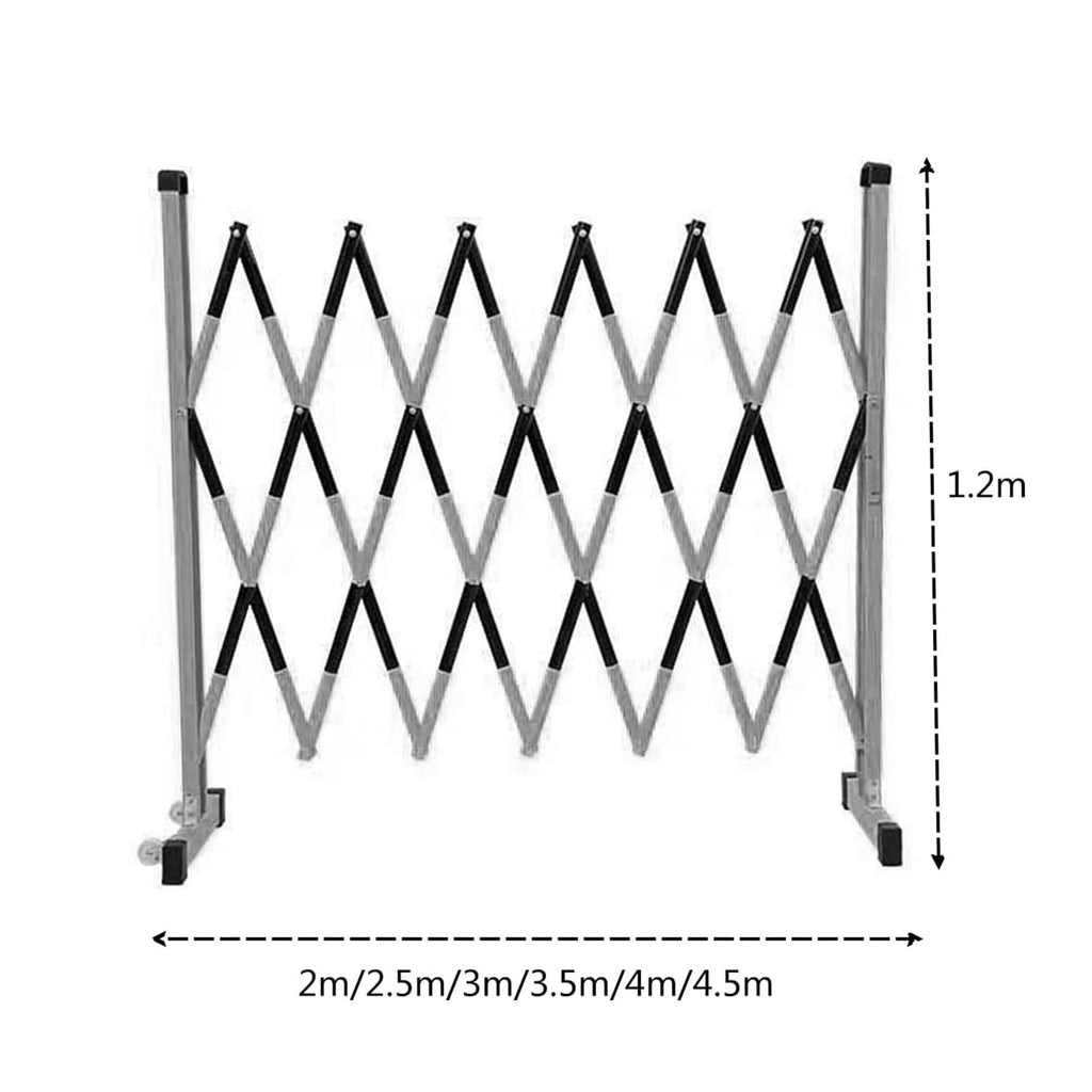 Heavy-Duty 23ft Retractable Metal Barrier with Wheels - Adjustable Safe Fence & Foldable Security Gate for Traffic Control, Industrial, Events, Outdoor Safety