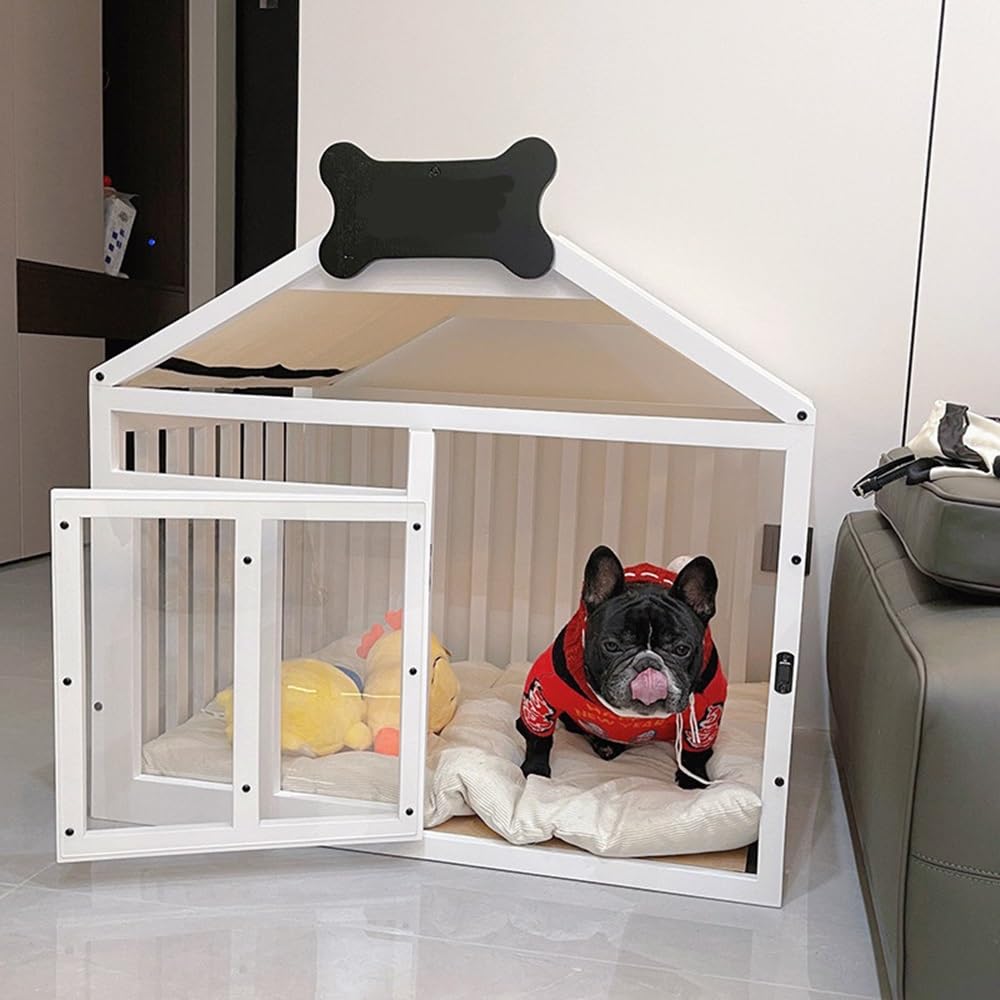 cat Enclosure Solid Wood Dog House Indoor Small Breed Pet Kennel(White,XL)
