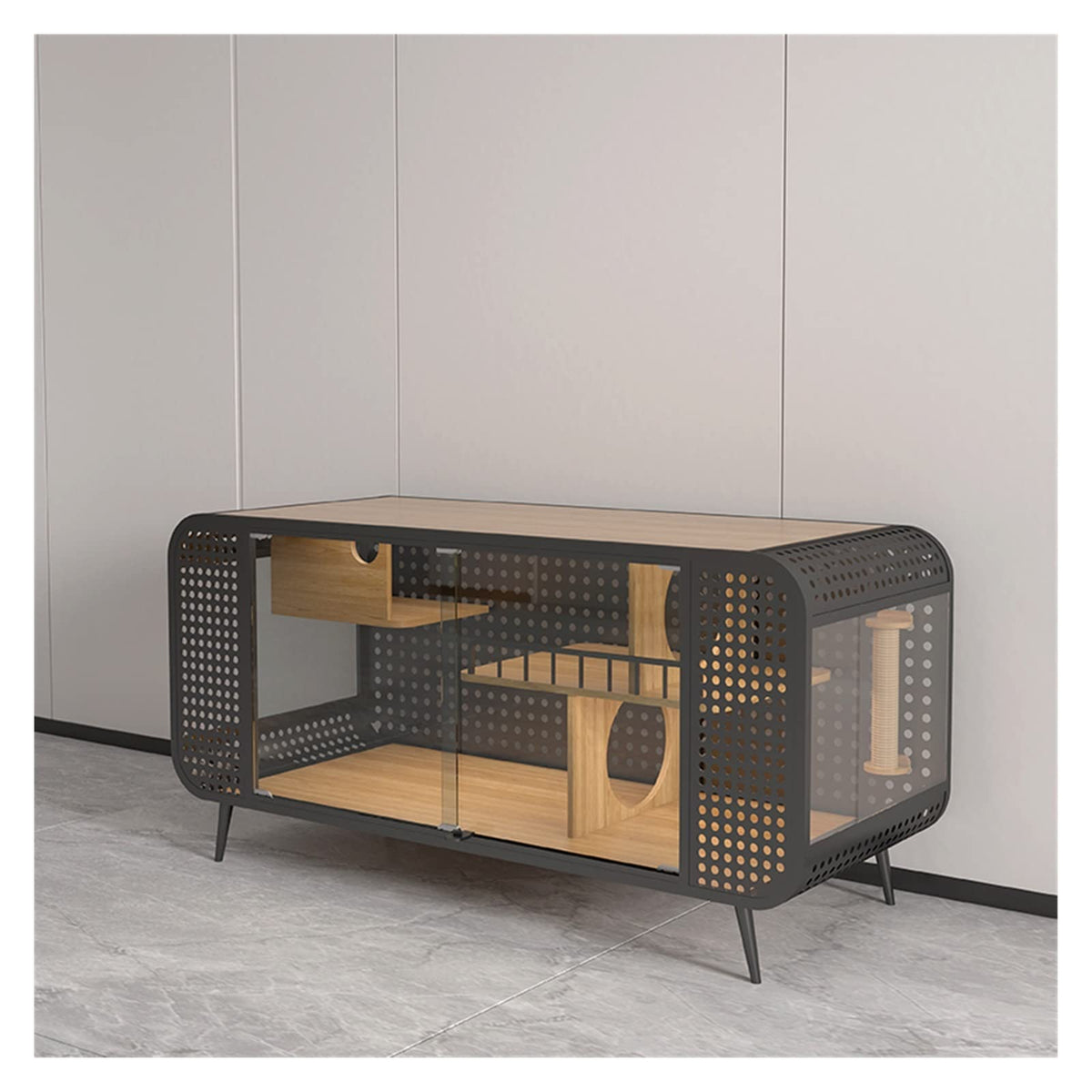 Animal Cage Cat Climbing Frame House cat cage Villa Generous Tube pet Metal Cat Enclosure(150cm)