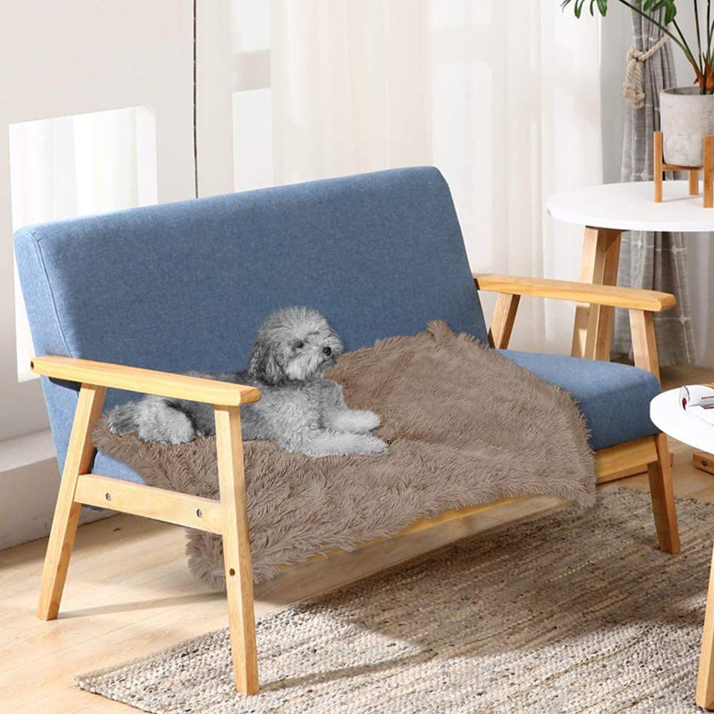 Soft Pet Mat Blanket Fluffy Fur Dogs Sleep Reversible Washable for Dog Bed and Dog Quilt Warm and Comfortable for Small Medium and Large (B X)