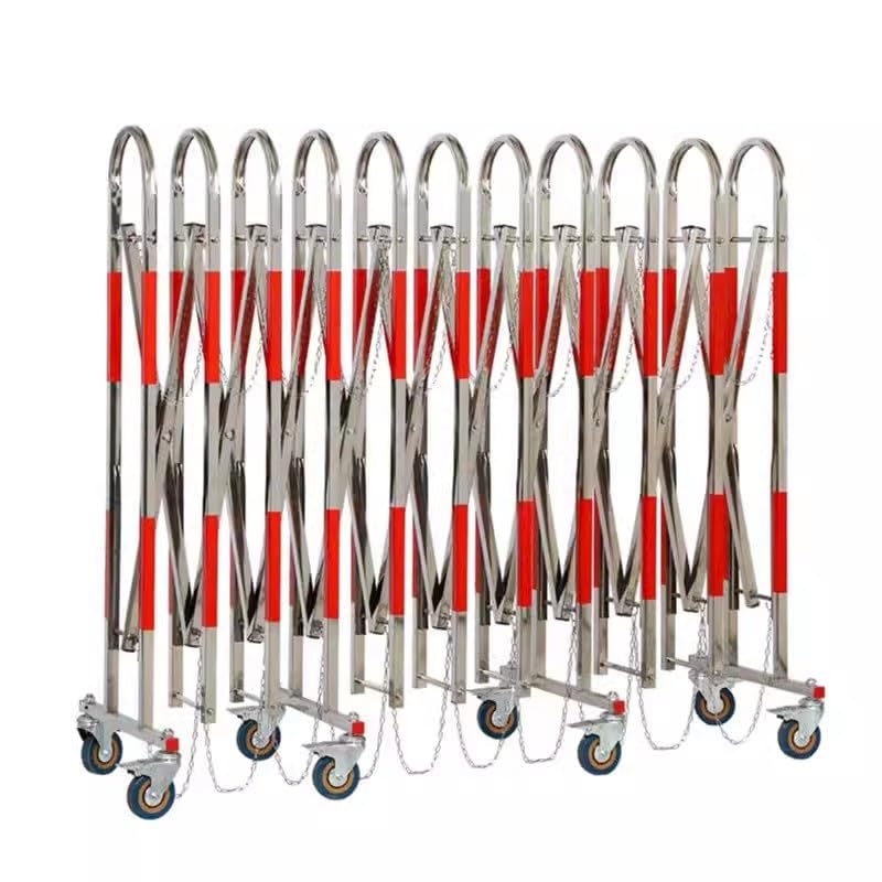 Retractable Traffic Barrier - Foldable Metal Barrier Expandable Industrial Fence 2.5 to 20m Outdoor Stainless Steel Barrier with Wheels Mobile Safety Gate