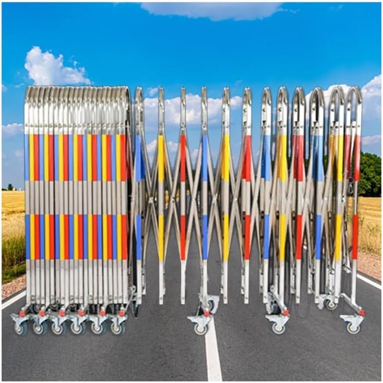 Expandable Barricade for Driveway Expandable Barricade Stainless Steel, Industrial Mobile Safety Barrier Gate with Casters, Retractable Traffic Fence for Supermarket School Road(3.