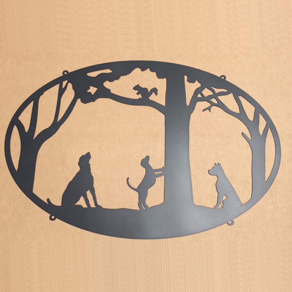 Dogs and Squirrel Metal Sign (H11)