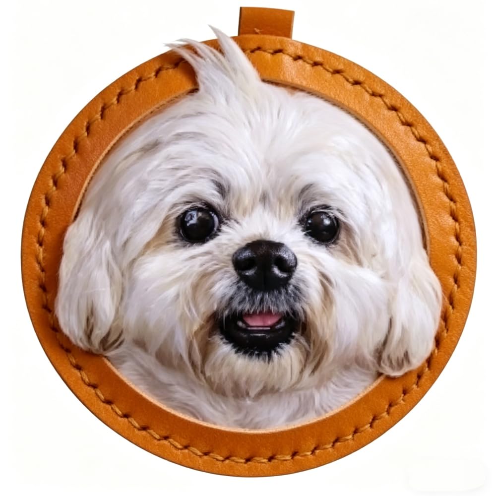 Handmade Stereo Relief Pet Portrait Leather Carving Pendant (Double Pets)