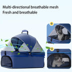 Dog Cats Stroller Folding Pet Cage Jogger Stroller, 4 Wheel Pet Stroller with Storage Pocket Weather Cover, Breathable and Visible Mesh for Small Dogs Suitable for Taking Pets for a Walk or Shopping