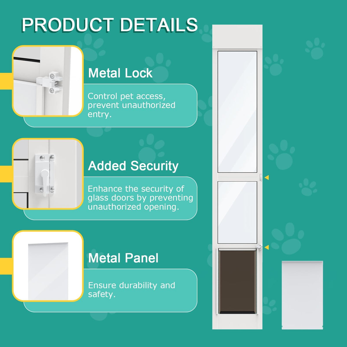 Aluminum Dog Door for Sliding Glass Door, Large