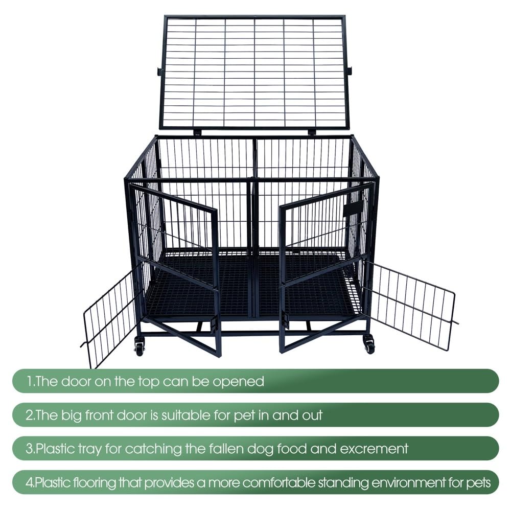 Heavy Duty Metal Dog Crate XL Foldable Kennel for Large Dogs