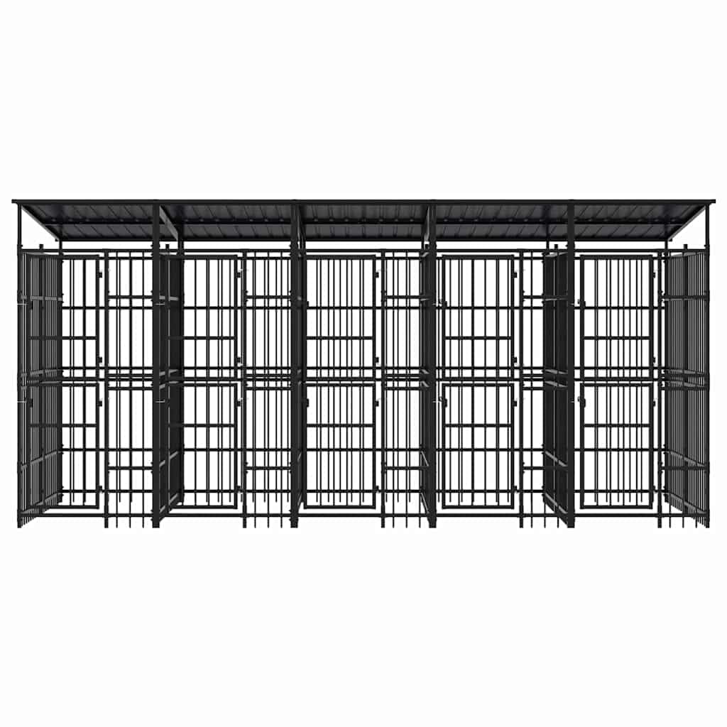 Large Dog Kennel - Outdoor Steel Playpen with Roof & Gate