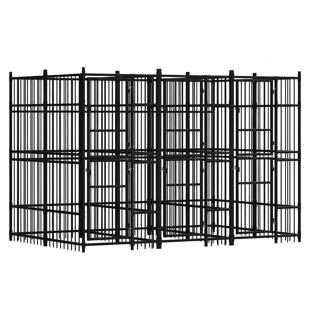 Outdoor Dog Kennel, 79.3 sq. ft. Heavy Duty Steel Pet Enclosure