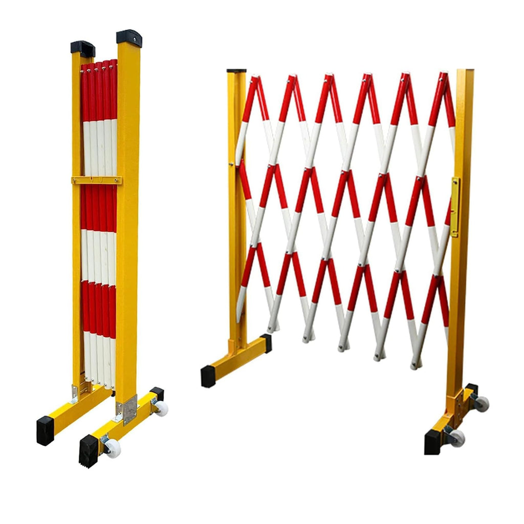 Heavy-Duty 23ft Retractable Metal Barrier with Wheels - Adjustable Safe Fence & Foldable Security Gate for Traffic Control, Industrial, Events, Outdoor Safety