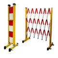 Heavy-Duty 23ft Retractable Metal Barrier with Wheels - Adjustable Safe Fence & Foldable Security Gate for Traffic Control, Industrial, Events, Outdoor Safety