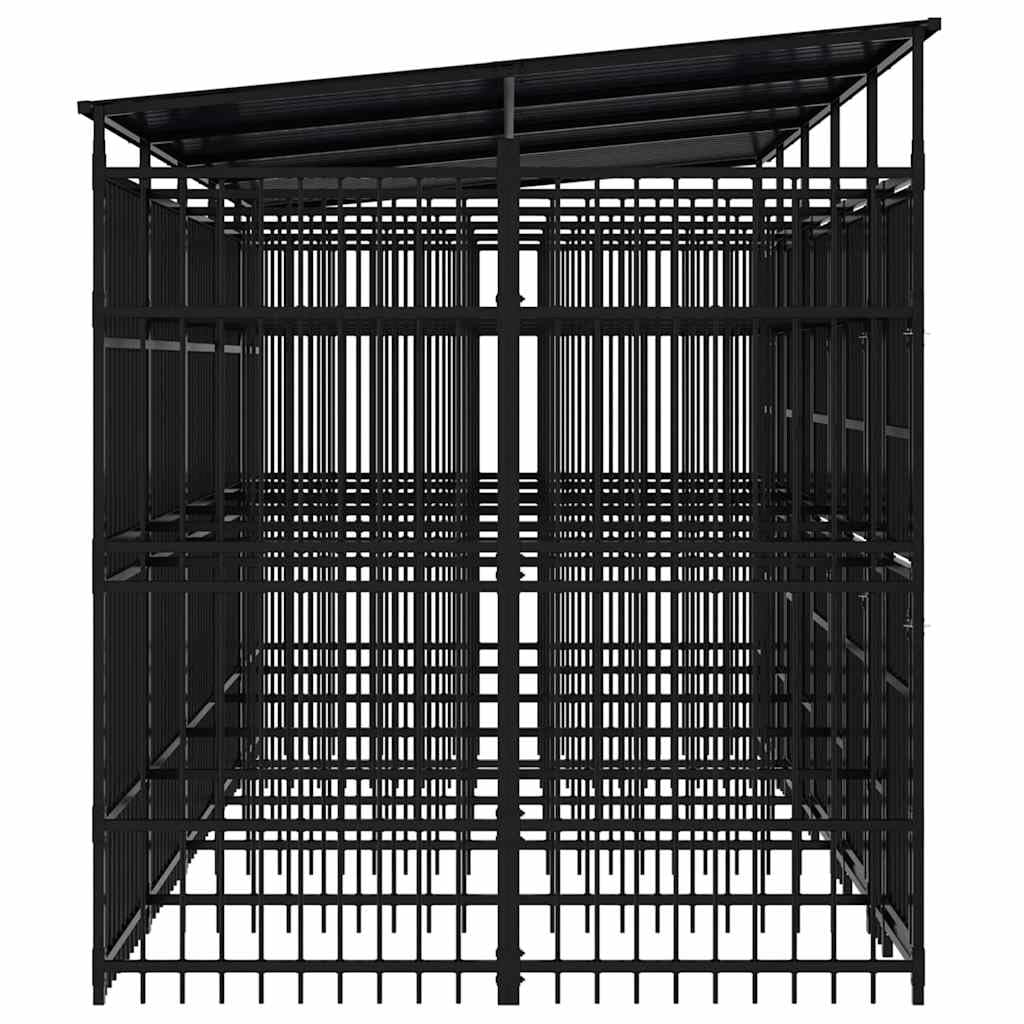 Large Dog Kennel - Outdoor Steel Playpen with Roof & Gate