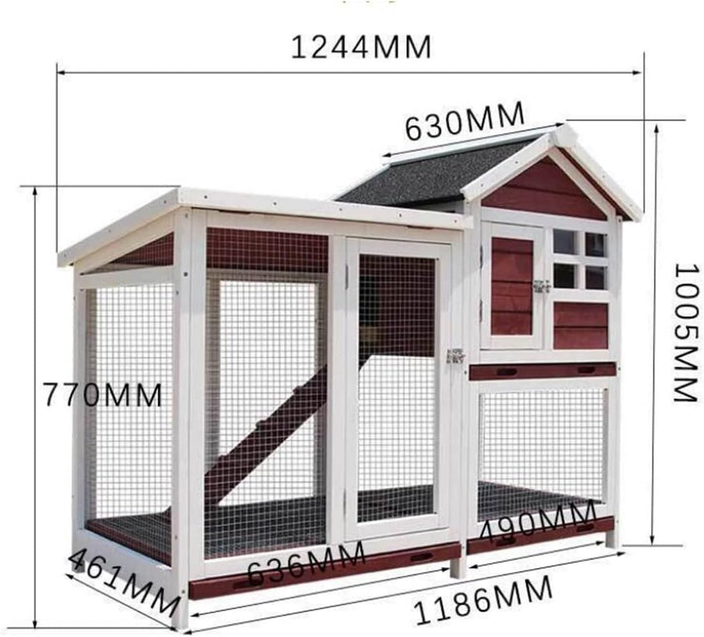 Double-Storey Pet Villa with Pull-Out Tray for Indoor and Outdoor Use,