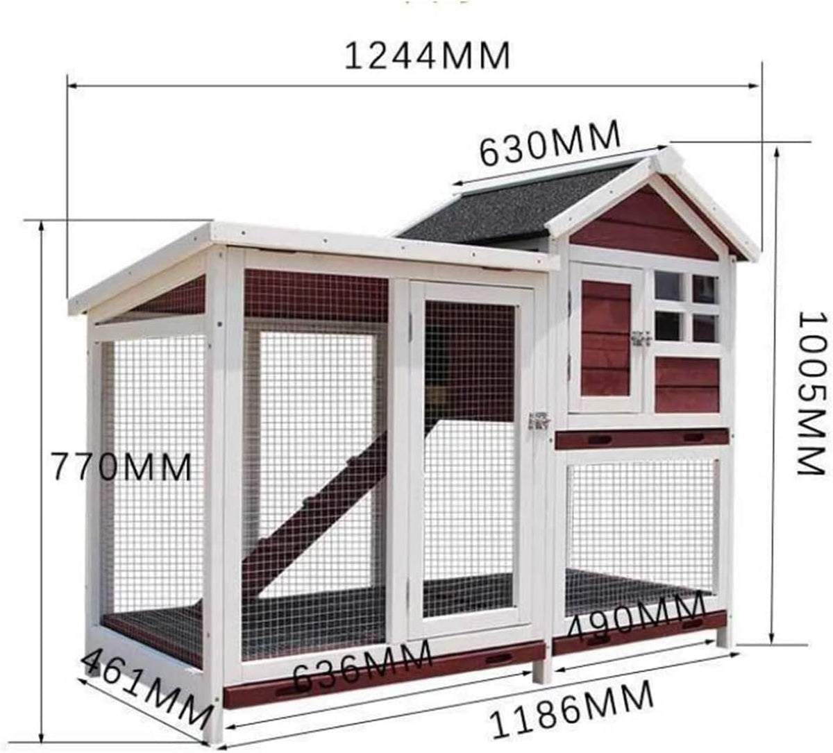 Double-Storey Pet Villa with Pull-Out Tray for Indoor and Outdoor Use,