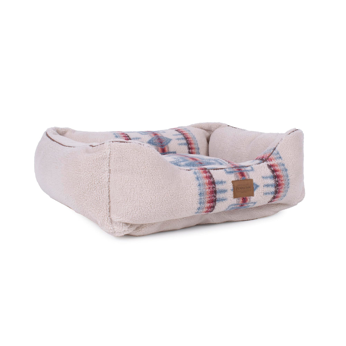 Pendleton Berber Bolster Dog Bed, Plush Kuddler with Removable Washable Cover, Pet Bed for Dogs and Cats, X-Large, Harding Tonal Natural