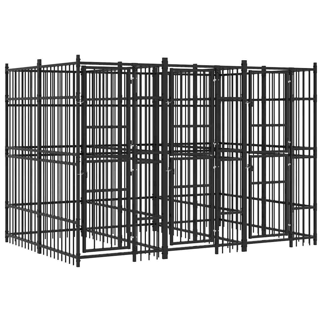 Steel Outdoor Dog Kennel with Roof 119 ft²
