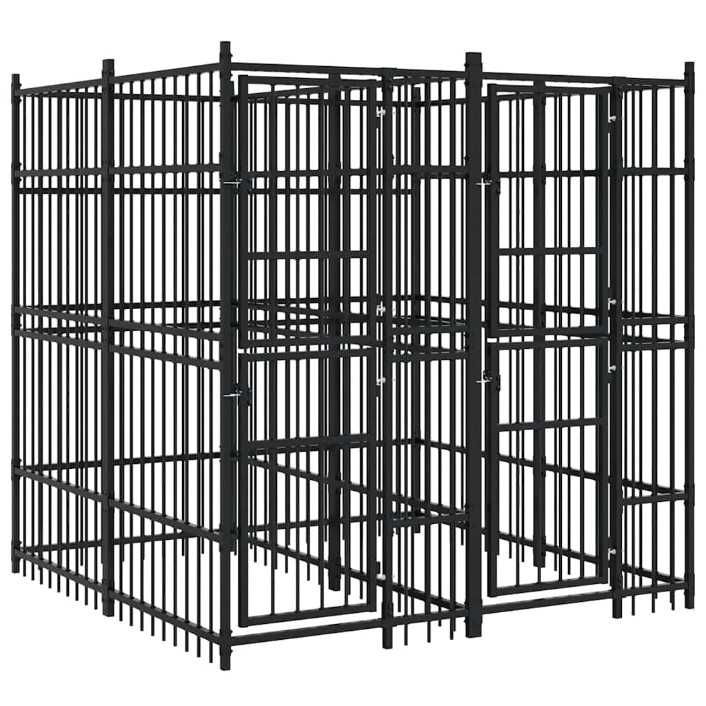 Steel Outdoor Dog Kennel with Roof 119 ft²