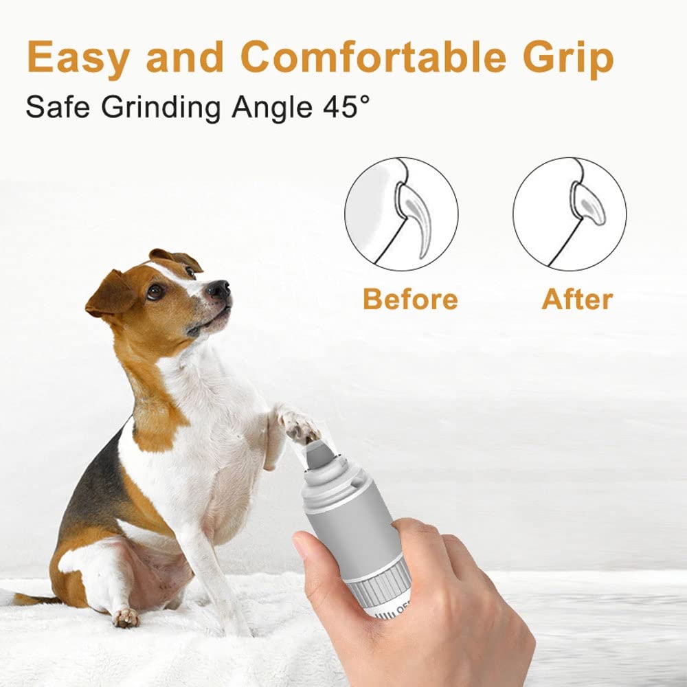 Dog Nail Grinder, Rechargeable Dog Nail Trimmer Adjustable Speed Electric Powerful Pet Nail File Quiet Painless Paws Groomer Smoother for Small Medium Large Dogs Cats