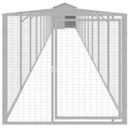 Outdoor Galvanized Steel Dog House with Extended Run Light Gray