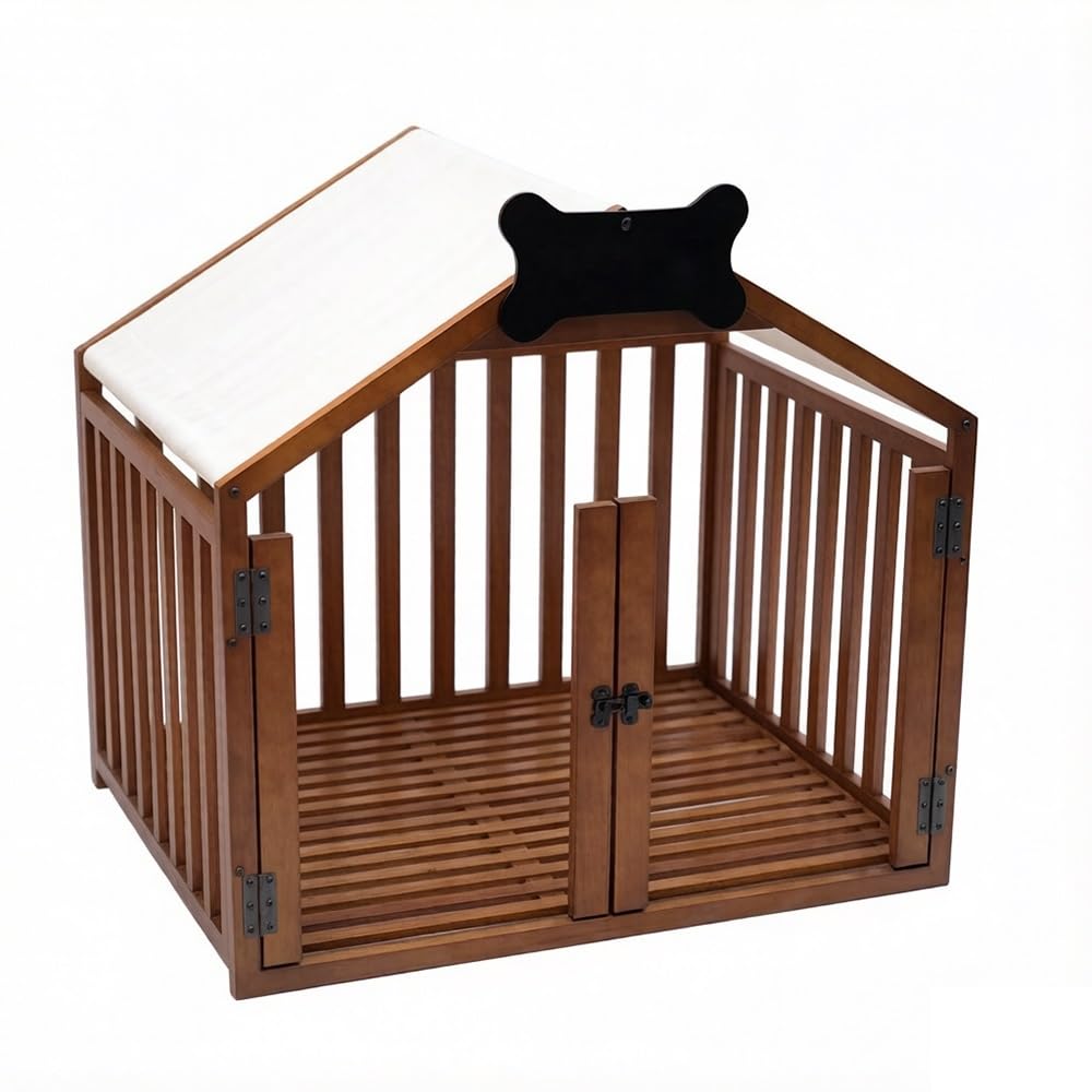cat Enclosure Solid Wood Dog House Indoor Small Breed Pet Kennel(White,XL)