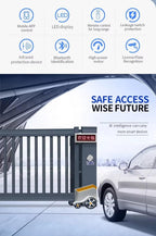 QIGONG Automatic Sliding Gate, Stainless Steel, Silver, 144x96 Inches, Wall Mount, Modern Full Screen Style, 220 Pounds