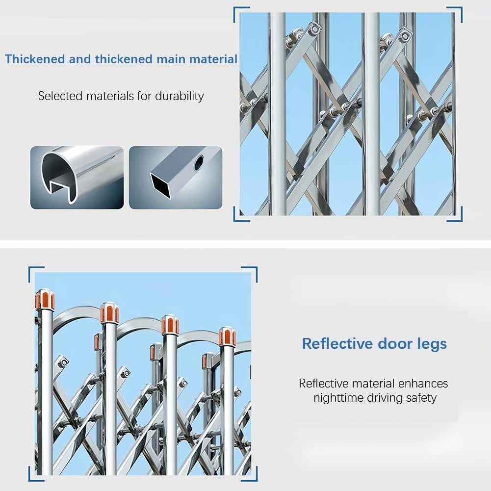 Expandable Metal Barricade - Telescopic Safety Barrier with Reflective Tape for Traffic Control and Construction Sites