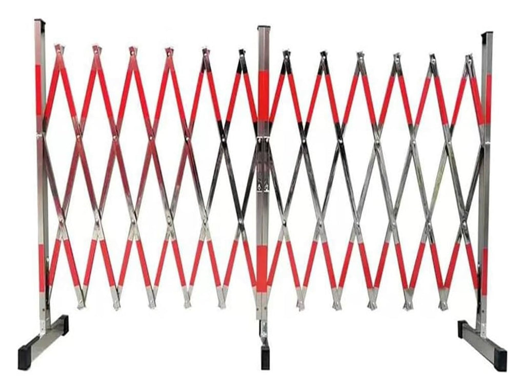 Telescopic Expandable Metal Barrier – Mobile Retractable Safety Barrier for Road Blockades & Construction Sites (1.5 x 7.9 m) – Durable Portable Crowd Control S