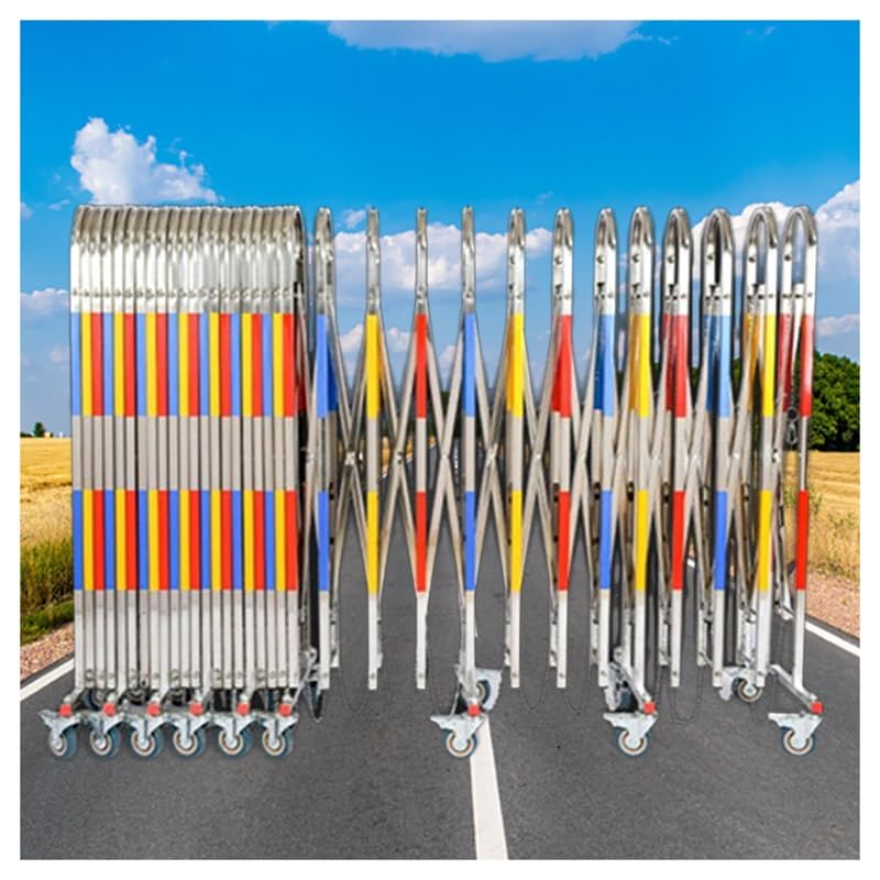 Expandable Barricade for Driveway Expandable Barricade Stainless Steel, Industrial Mobile Safety Barrier Gate with Casters, Retractable Traffic Fence for Supermarket School Road(4.