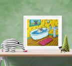 bulldog dog art canvas print gift modern Giclee- ready to hang by Jay Schmetz - bathroom decor