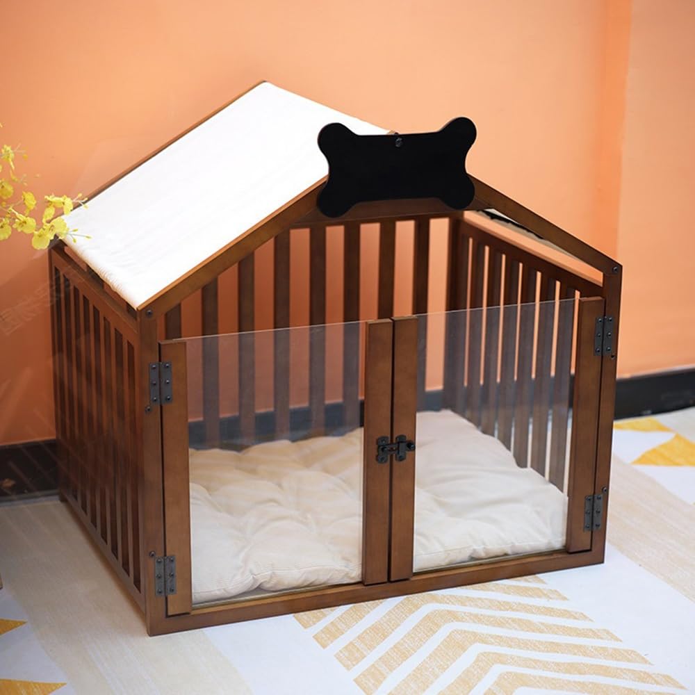 Cat House Solid Wood Dog House Indoor Small Breed Pet Kennel(Brown,XL)