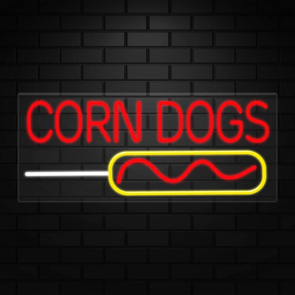 Corn Dogs Neon Sign for Retail Displays | Value priced LED Flex Neon | Electronic Light Up LED Sign for Windows/Walls | 32"W x 13"H x 1"D