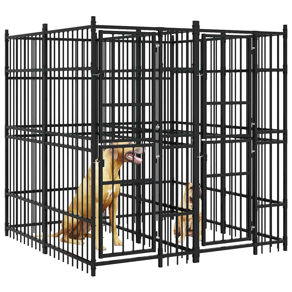 Dog Kennel, Heavy Duty Exercise Playpen, Lockable Gate, Black