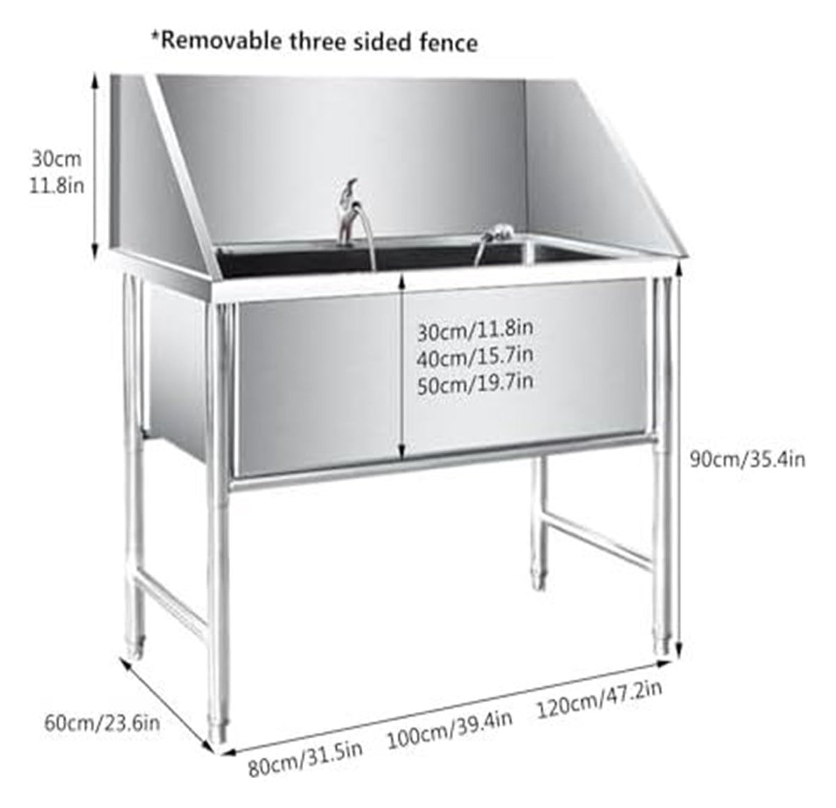 Stainless Steel Dog Grooming Bath Tub - 31.5" Wide, 15.7" Deep, Ideal for Easy Pet Washing & Grooming at Home, Durable, Easy to Clean, Perfect for Large Dogs