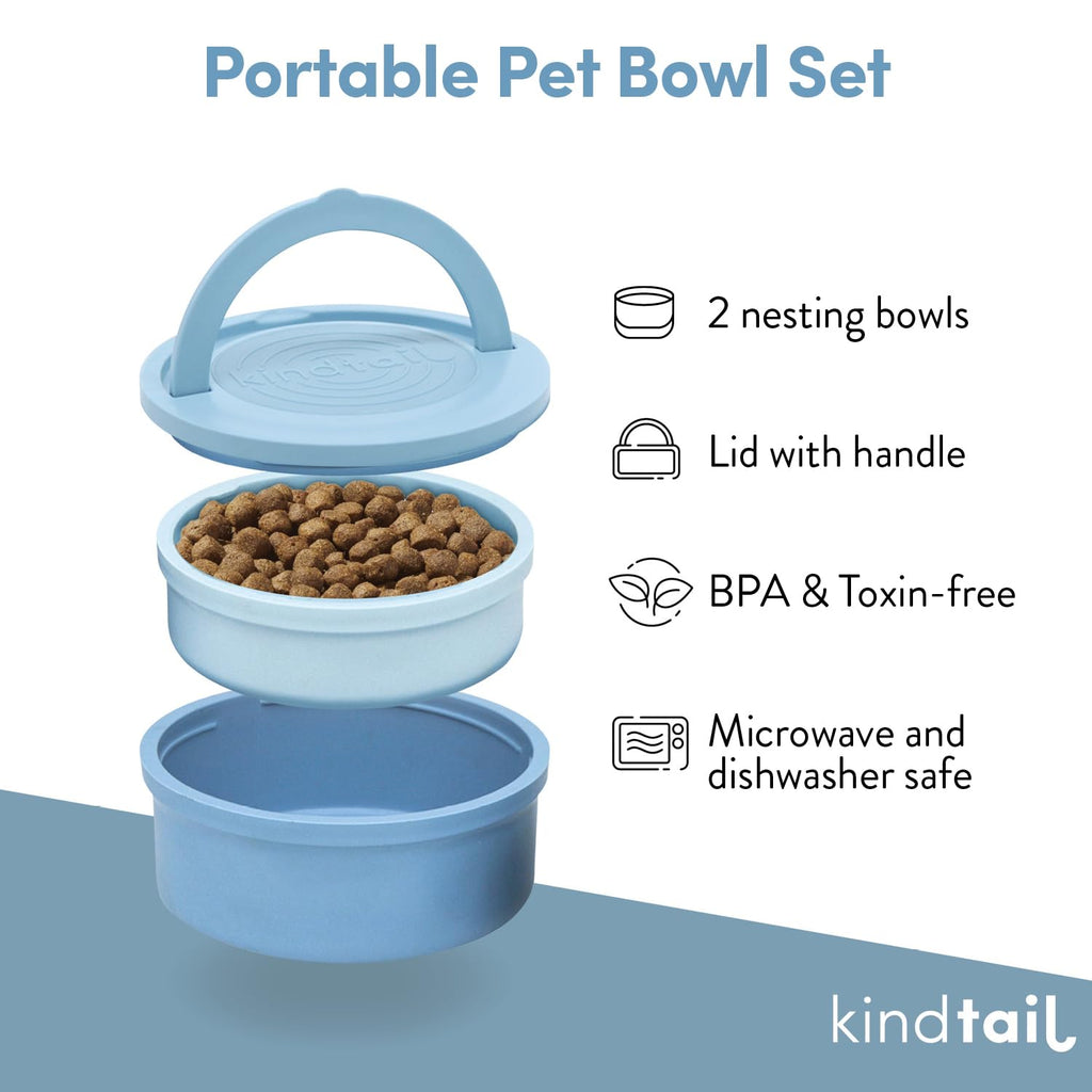 KindTail Dog Crate + Orthopedic Pet Bed + Crate Pad + Pet Bowls + Food Mat - Collapsible Pet Crate with Pad and Orthopedic Bed for Pets up to 25 Lbs - Includes (2) Bowls and a Silicone Mat - Medium