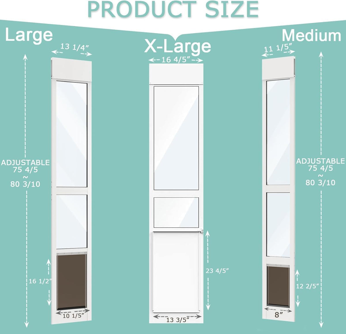 Aluminum Dog Door for Sliding Glass Door, Large
