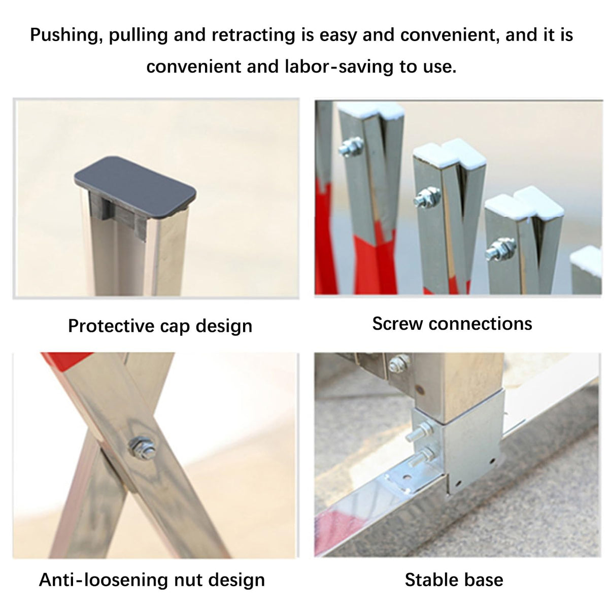 Barriers, Expandable Metal Barricade Safety Barrier Gate Flexible Stainless Steel Outdoor Driveway Garage Door School Farmland Closed Barricade Gate Adjustable Traffic,59.06x78.75in