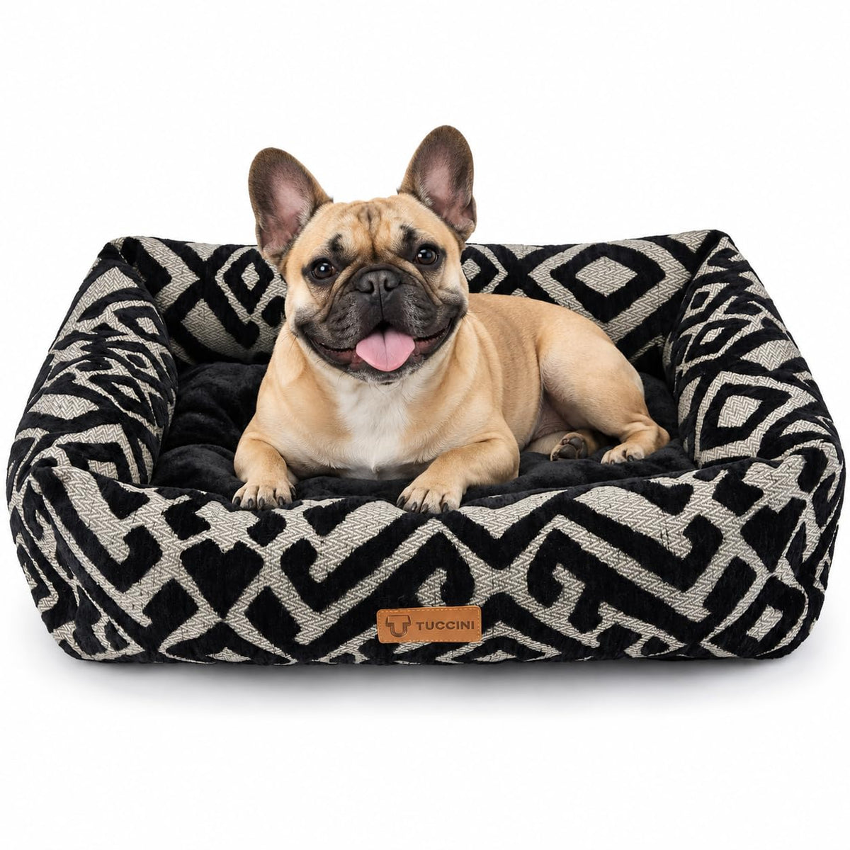Orthopedic Medium Dog Bed, Raised Edges Plush Bolster, Calming Pet Bed