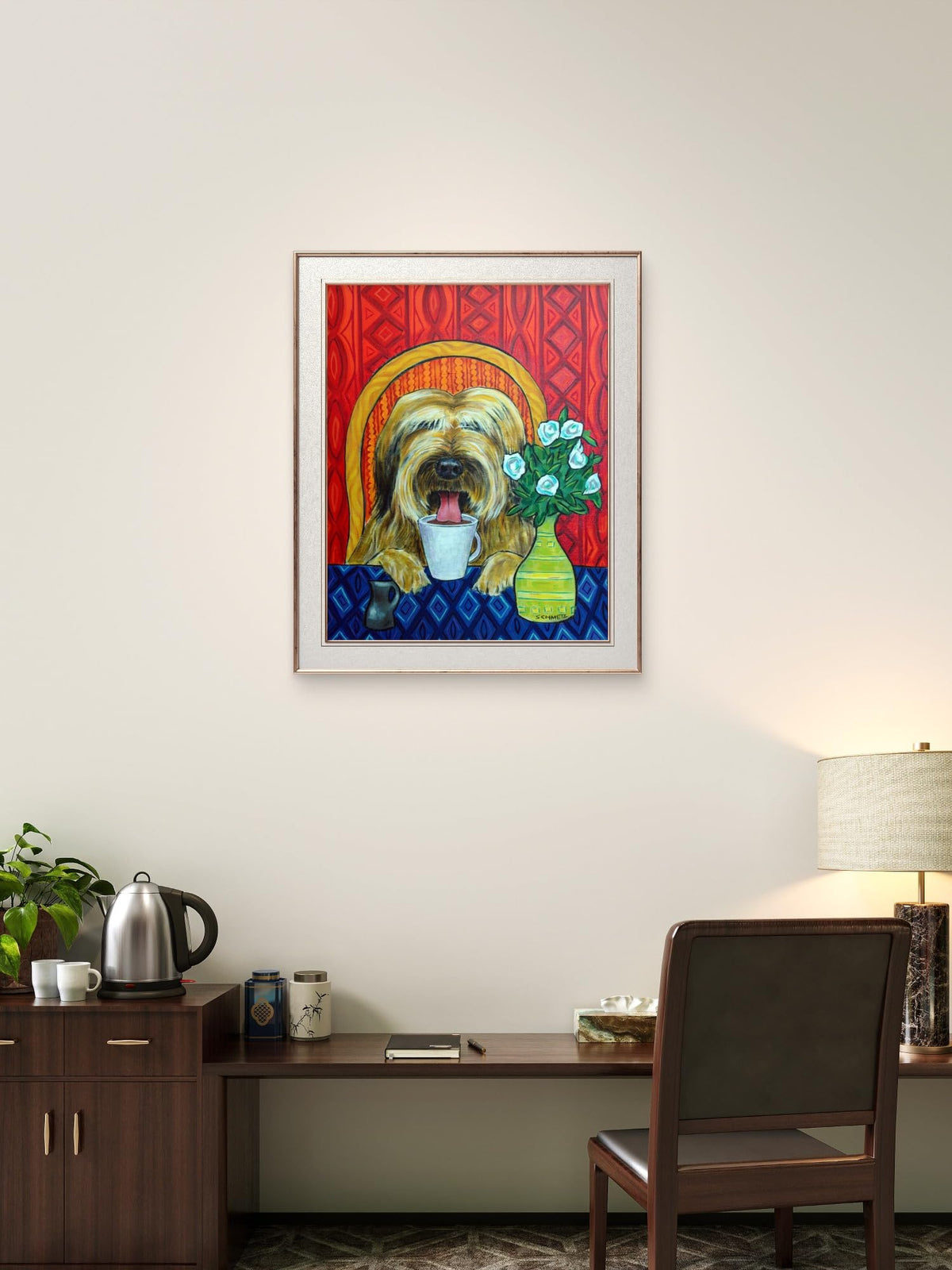 SCHMETZPETZ Briard Dog Coffee Shop Art Print