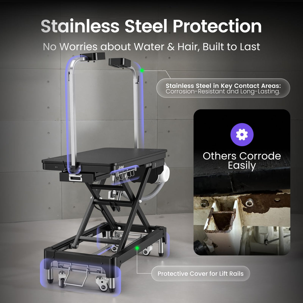 Electric Dog Grooming Table with Memory Function and Grooming Lights