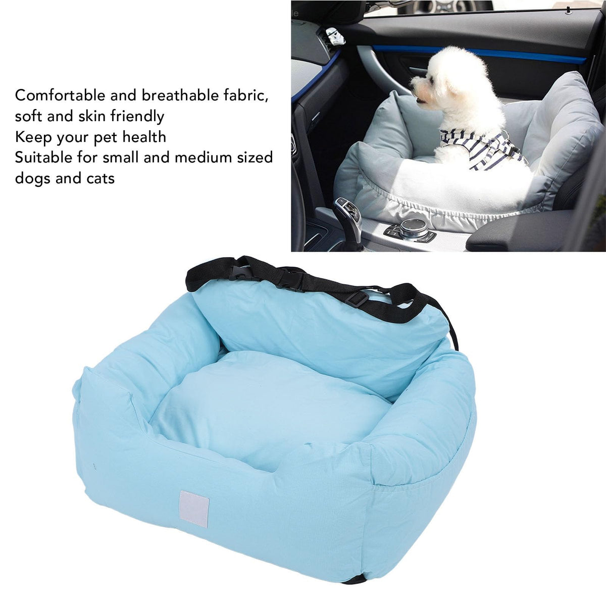 Fockety Dog Car Seat, Washable Breathable Dog Booster Car Seat Pet Booster Seat with Secure Straps, Pet Car Seat Portable Pet Travel Carrier for Small Medium Cats