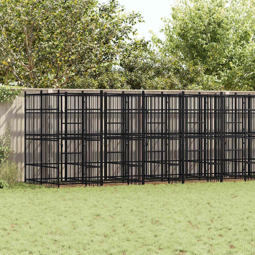 Outdoor Dog Kennel, Steel Exercise Pen, Lockable Gate, 119 sq ft