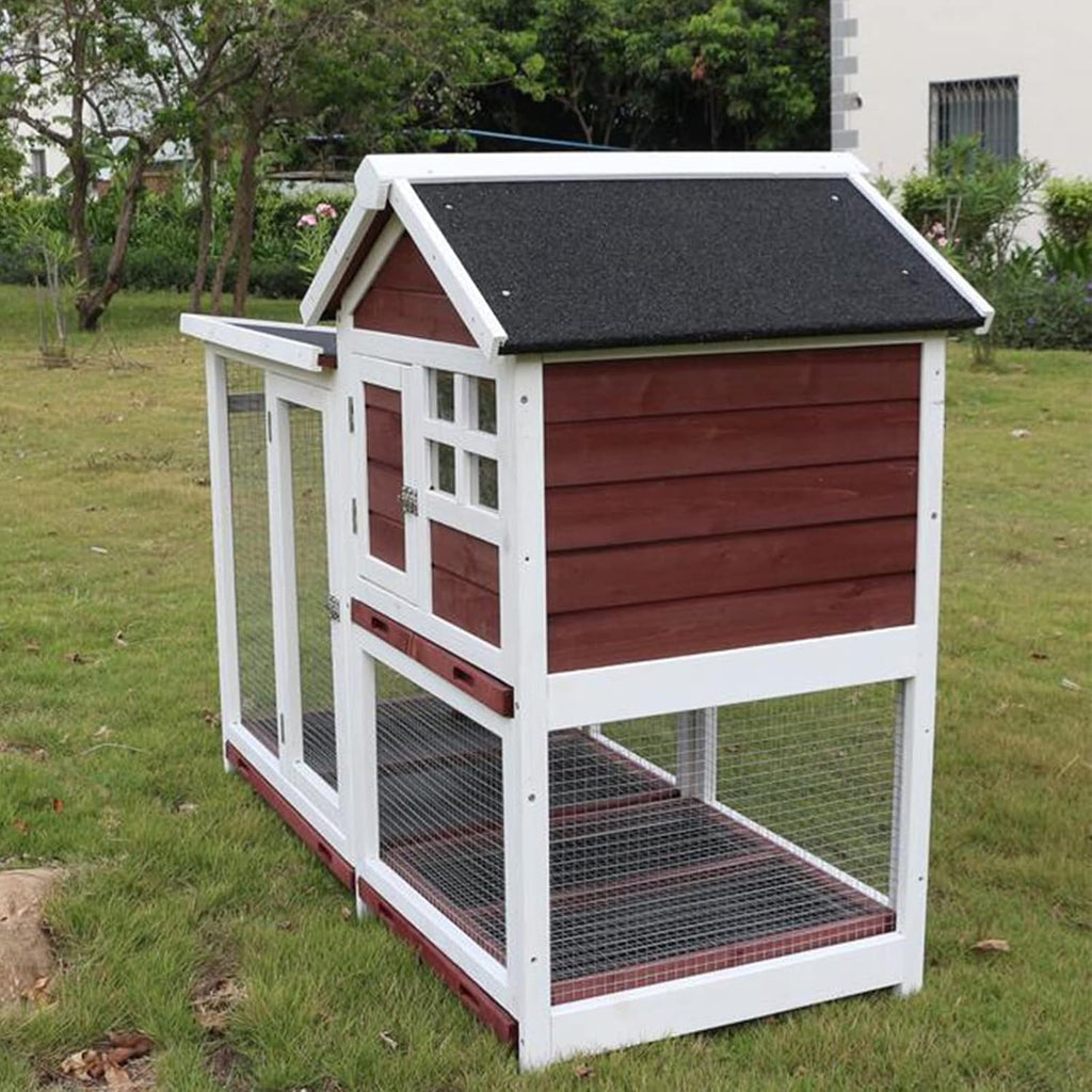 Double-Storey Pet Villa with Pull-Out Tray for Indoor and Outdoor Use,