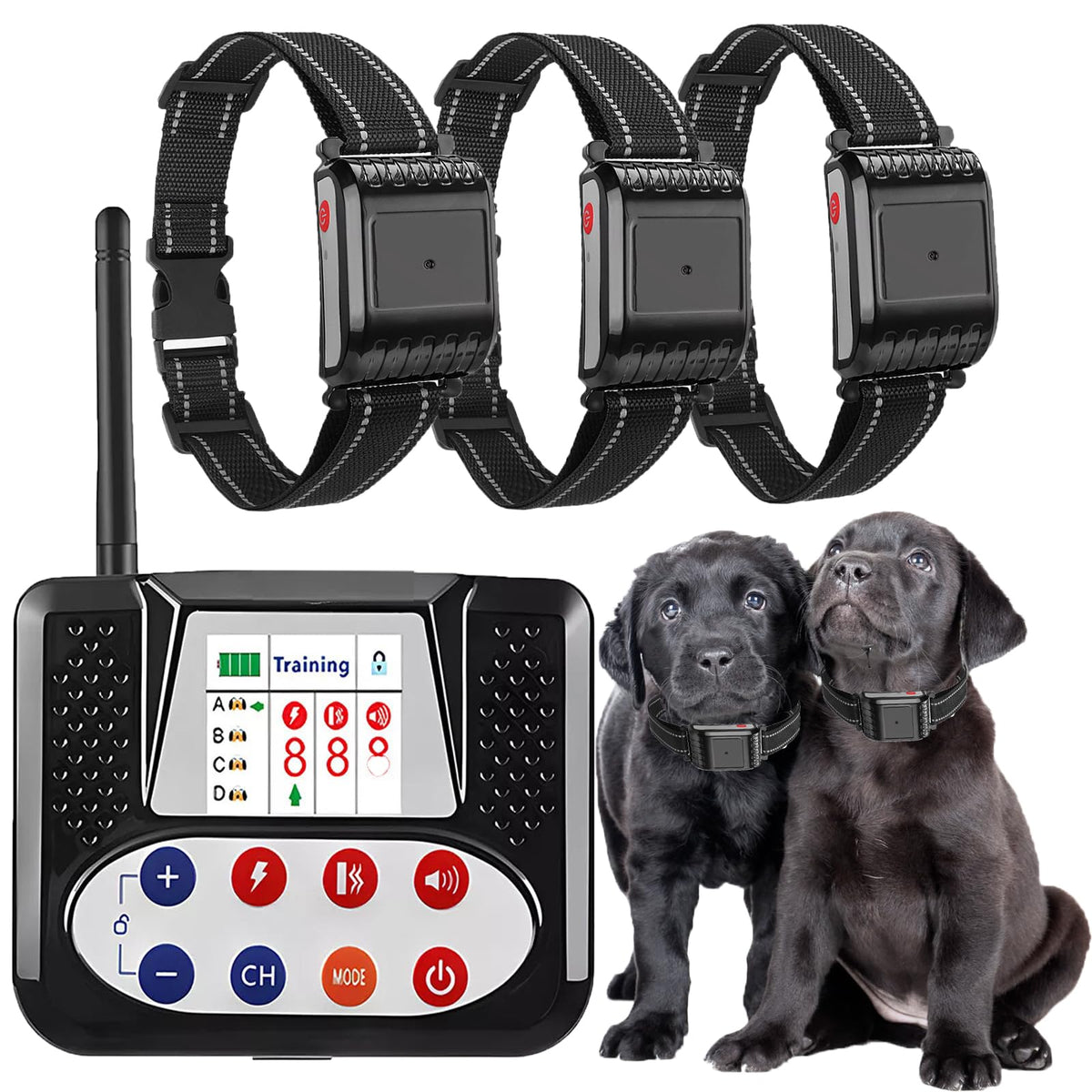 Dog Wireless Fence, Electric Pet Containment System, Waterproof and Rechargeable Training Collar Receiver, Vibration & Shock, With Accurate 2.4G Signal, Safe Effective for Stubborn Dogs,for4dogs