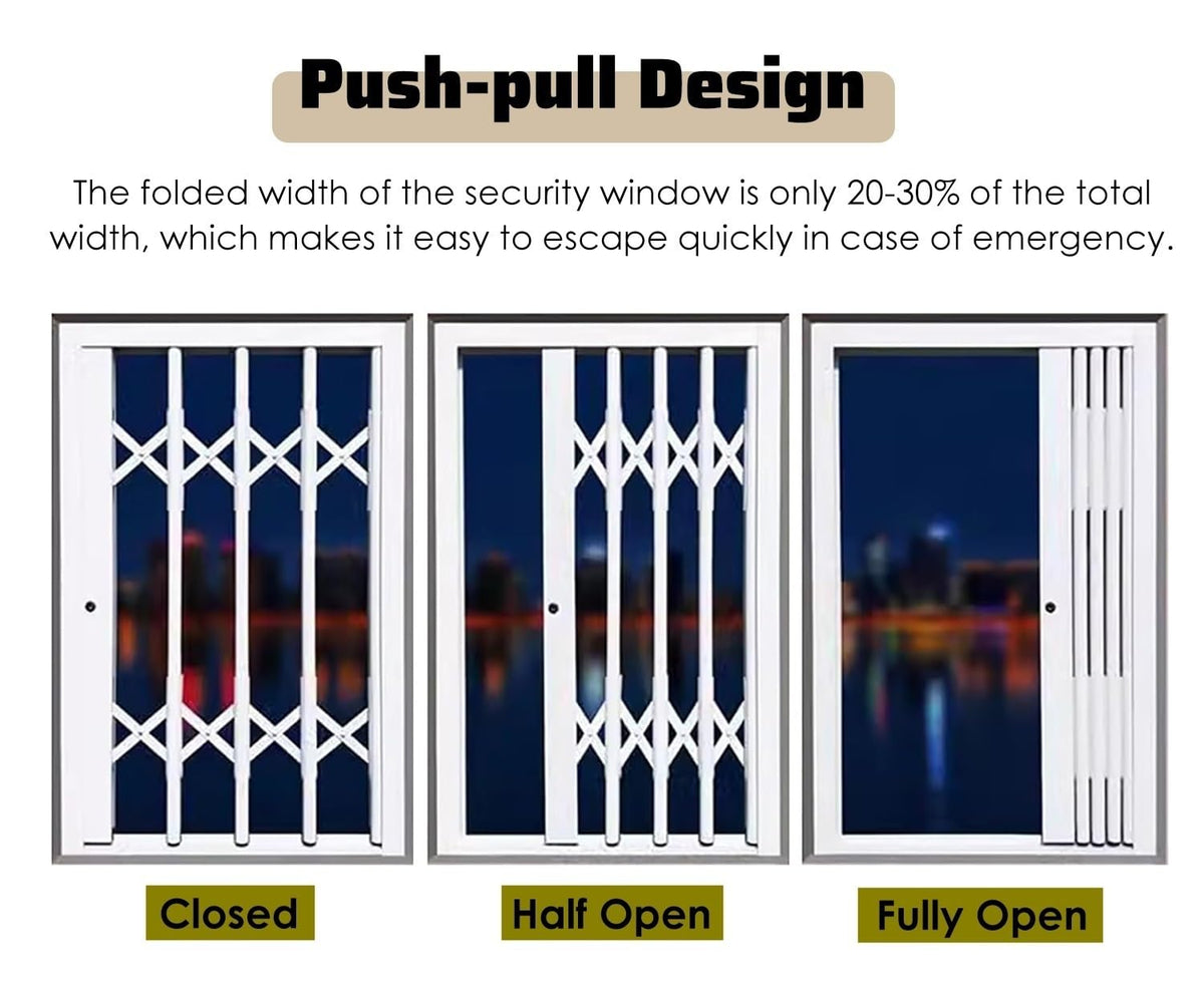 Extendable Burglar-Resistant Ground Floor Window Gate - Secure Your Home with Adjustable Anti-Burglar Protection, Perfect for Safety and Peace of Mind.