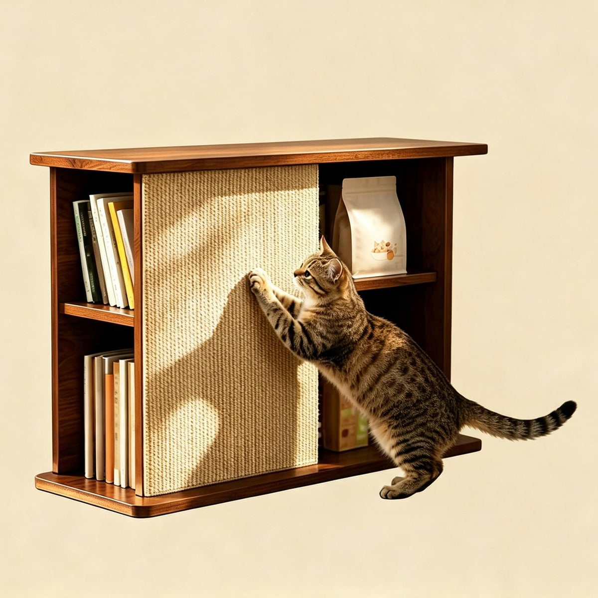 Couch Corner End Table with Removable Sisal Cat Scratcher Pad for Cats - Space-Saving Pet Furniture & Stylish Home Decor - Durable, Easy to Clean, Perfect for Small Spaces